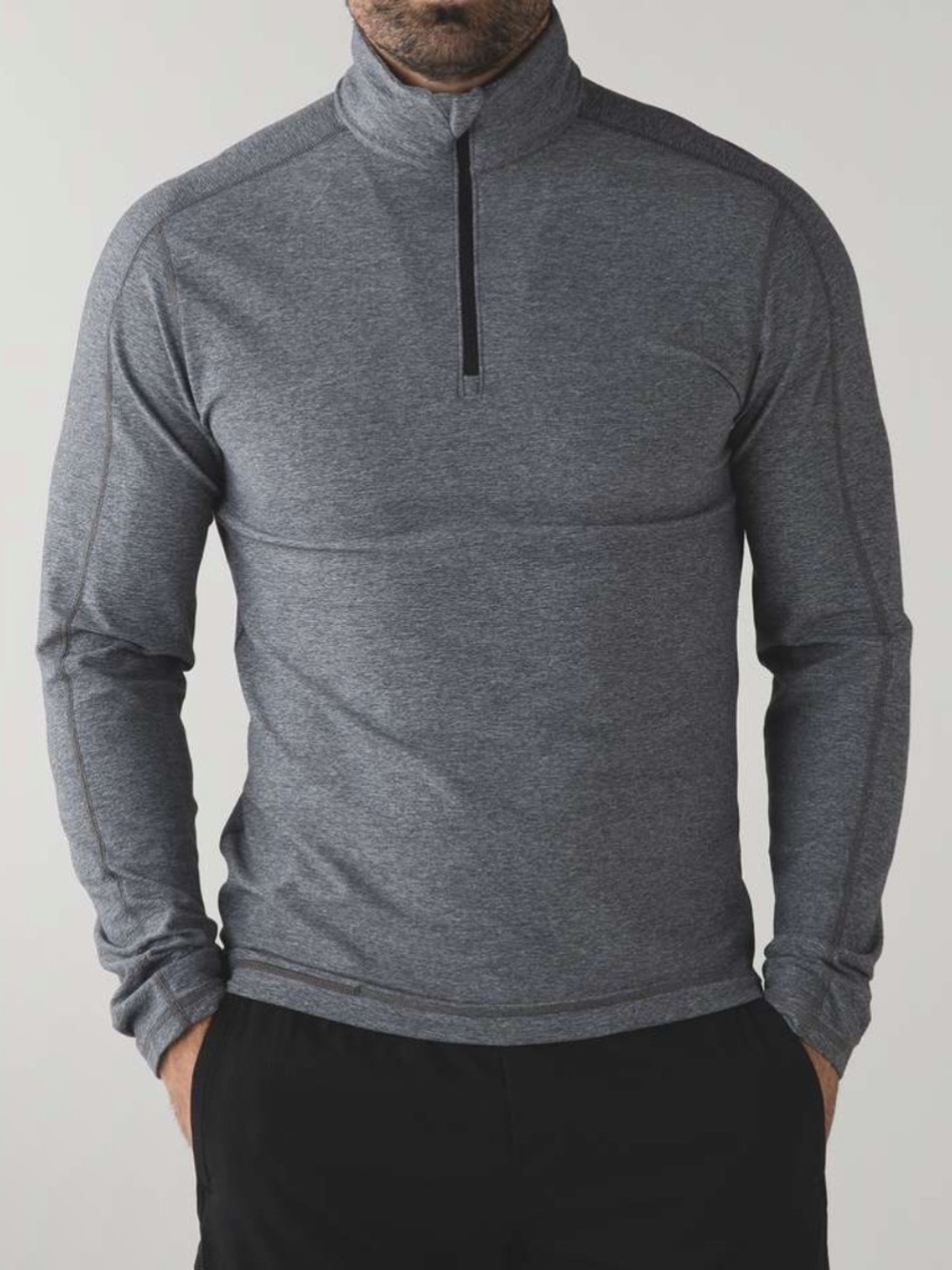 Lululemon Surge Warm 1/2 Zip Silver Heathered Dark Slate Grey Gray Mens Large